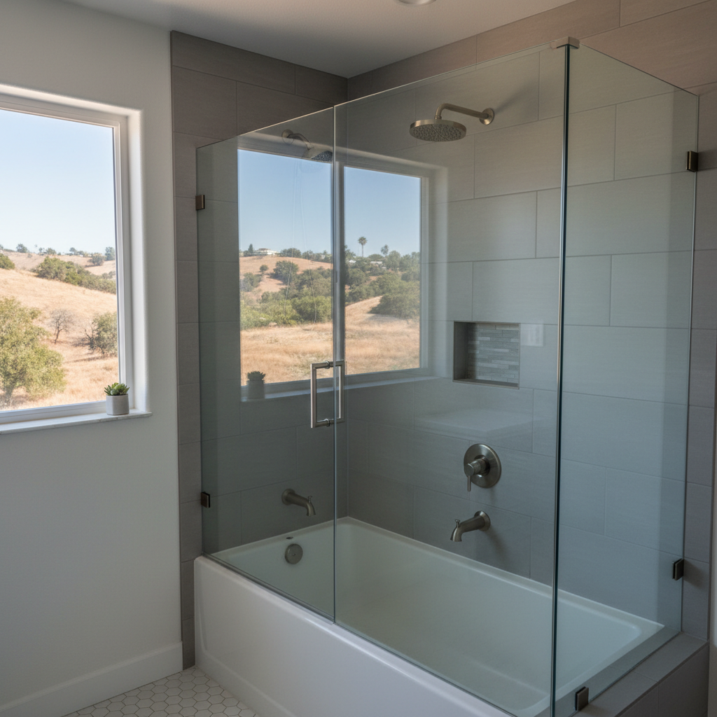 Completed bathtub and shower installation work at a residential property in Whittier, CA