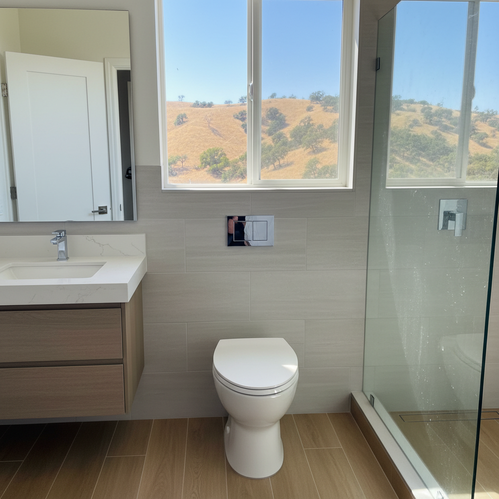 Completed toilet installation work at a residential property in West Hills, CA