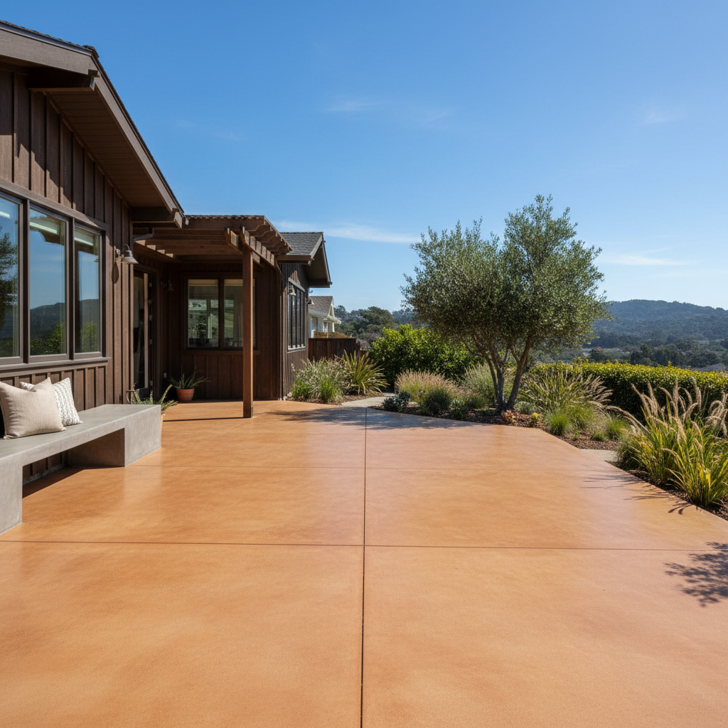 Completed concrete staining work at a residential property in San Francisco, CA