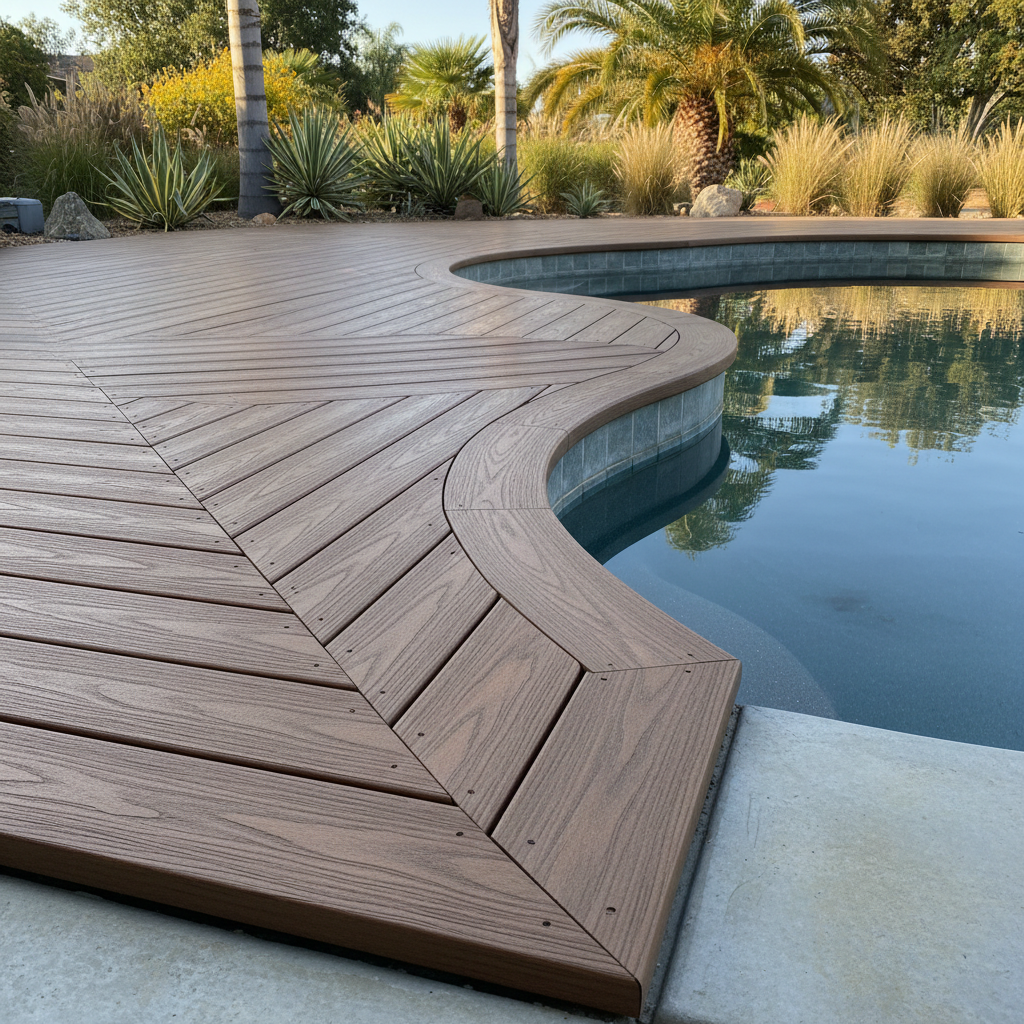 Completed pool decks work at a residential property in Pittsburg, CA