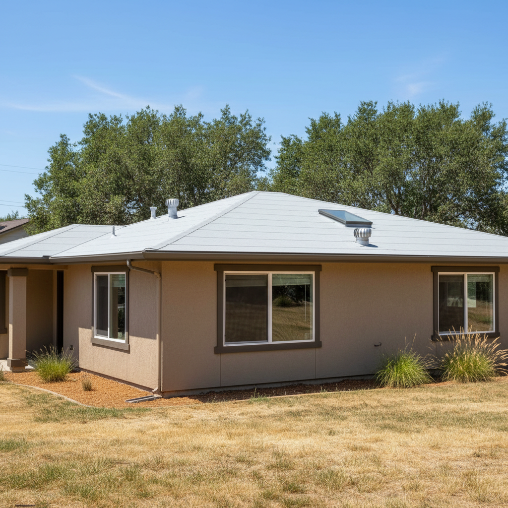 Completed flat roofing work at a residential property in Elk Grove, CA