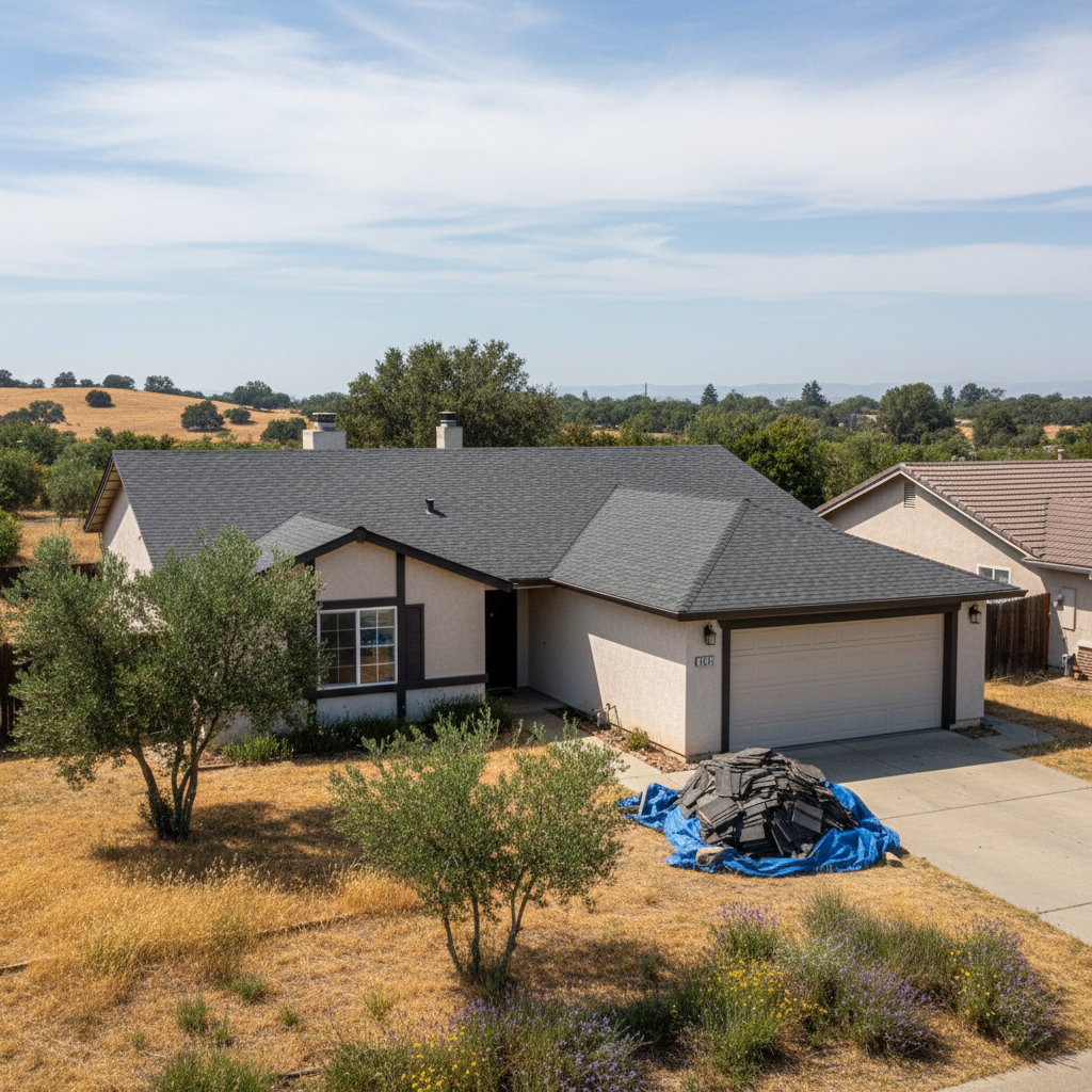 Completed storm damage repair work at a residential property in Elk Grove, CA