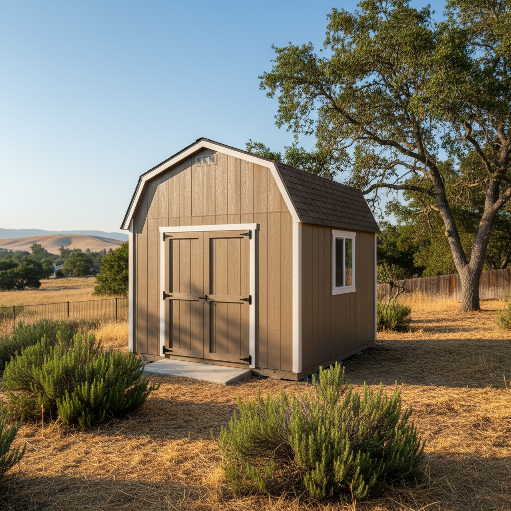 Completed storage sheds work at a residential property in Tracy, CA