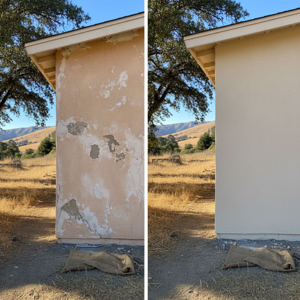 Completed stucco replacement work at a residential property in Chico, CA