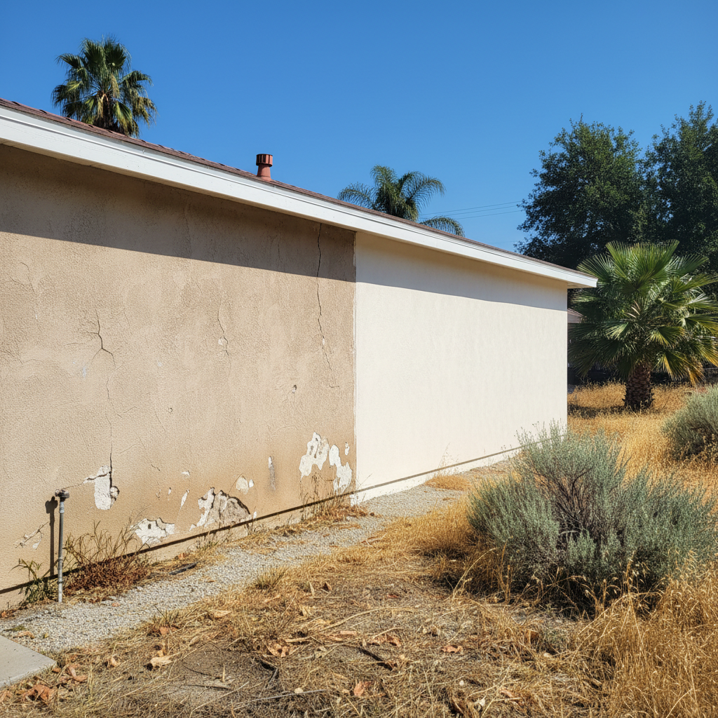 Completed stucco replacement work at a residential property in Pomona, CA