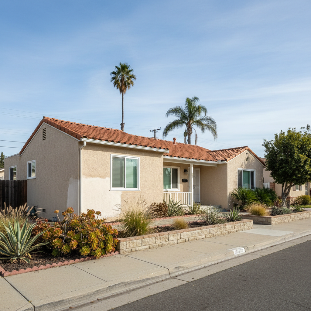 Completed stucco repair work at a residential property in Pomona, CA