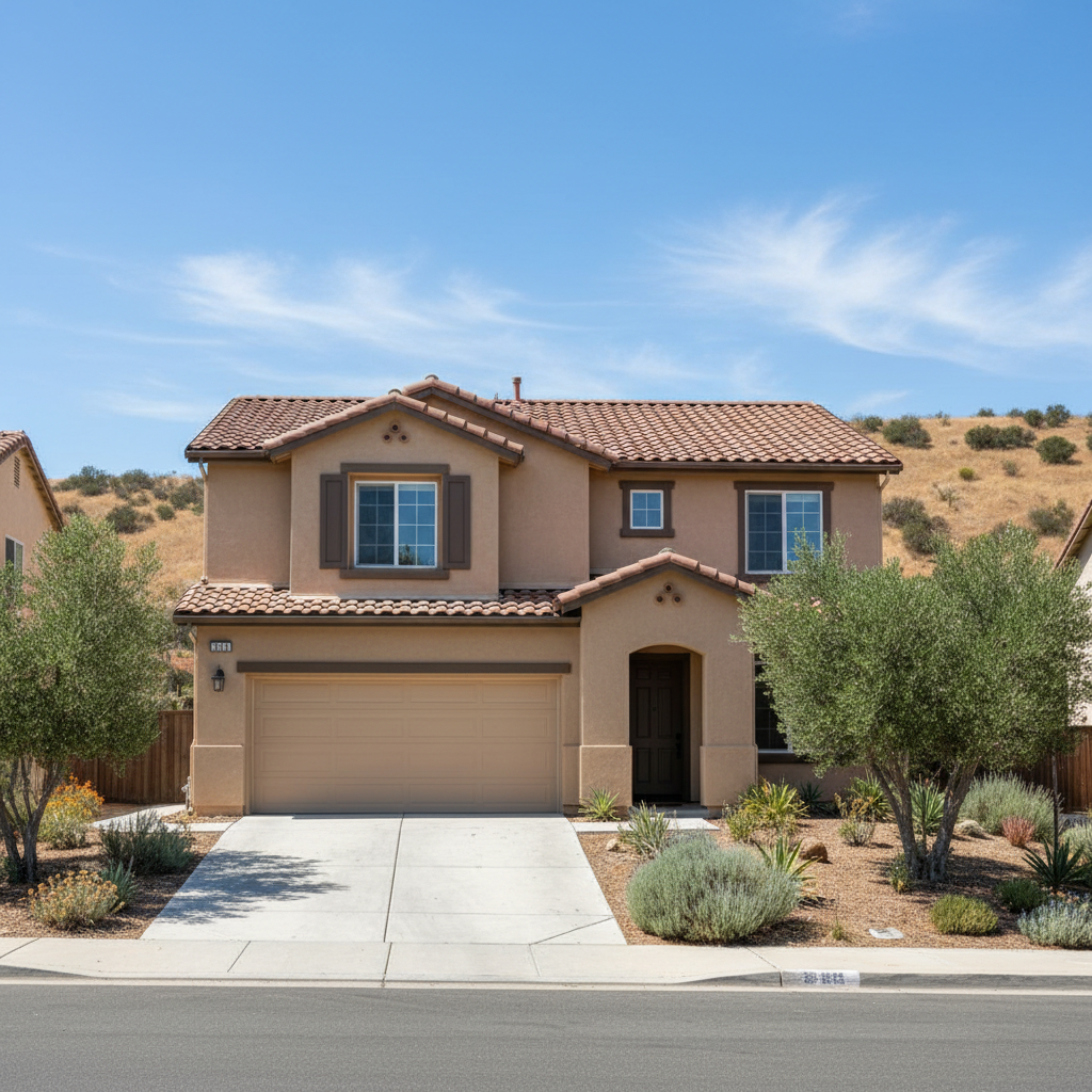 Completed stucco painting work at a residential property in Chino Hills, CA