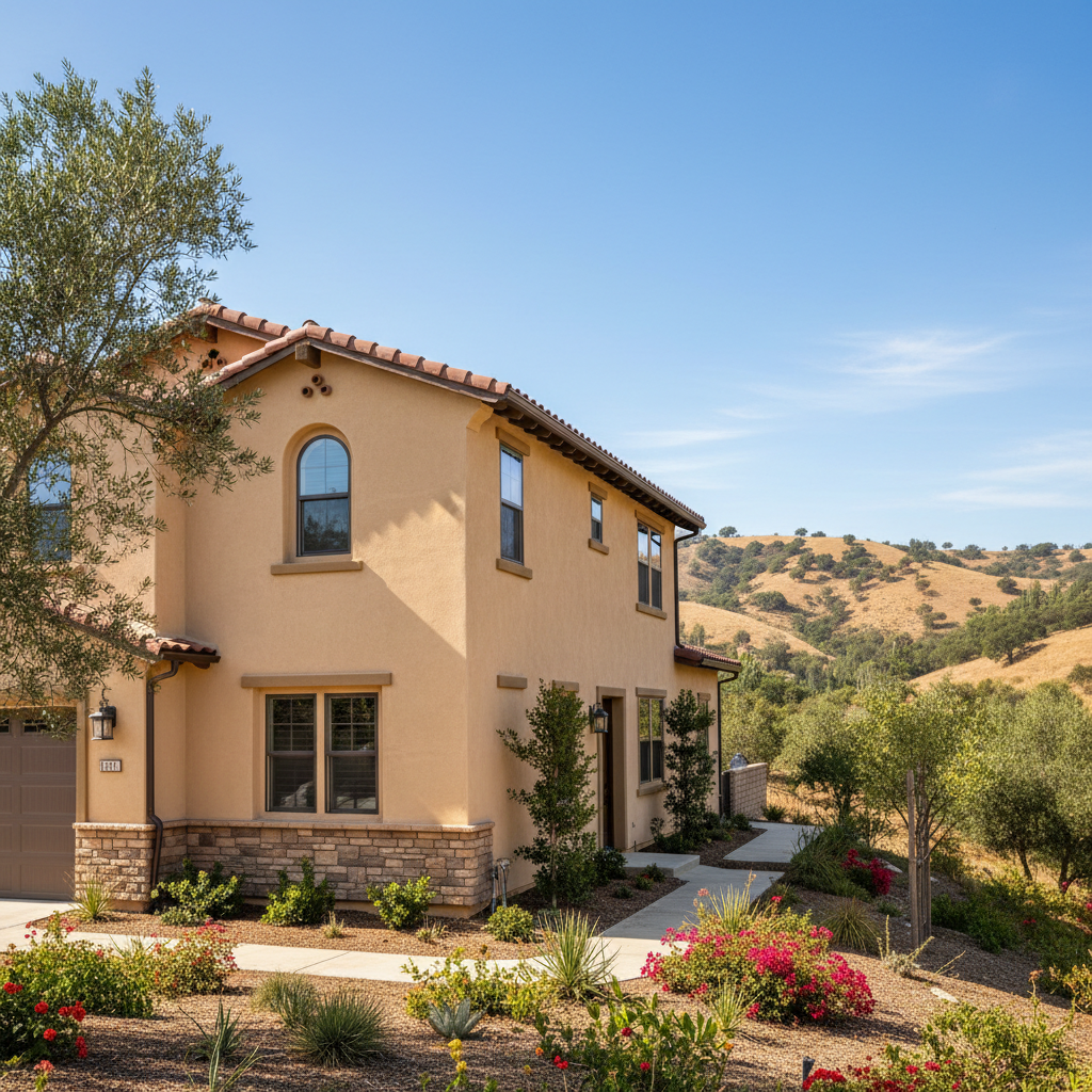 Completed residential stucco work at a residential property in Chino Hills, CA