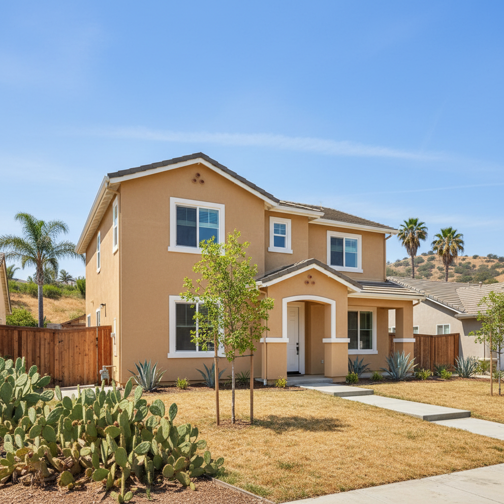 Completed stucco painting work at a residential property in Norwalk, CA