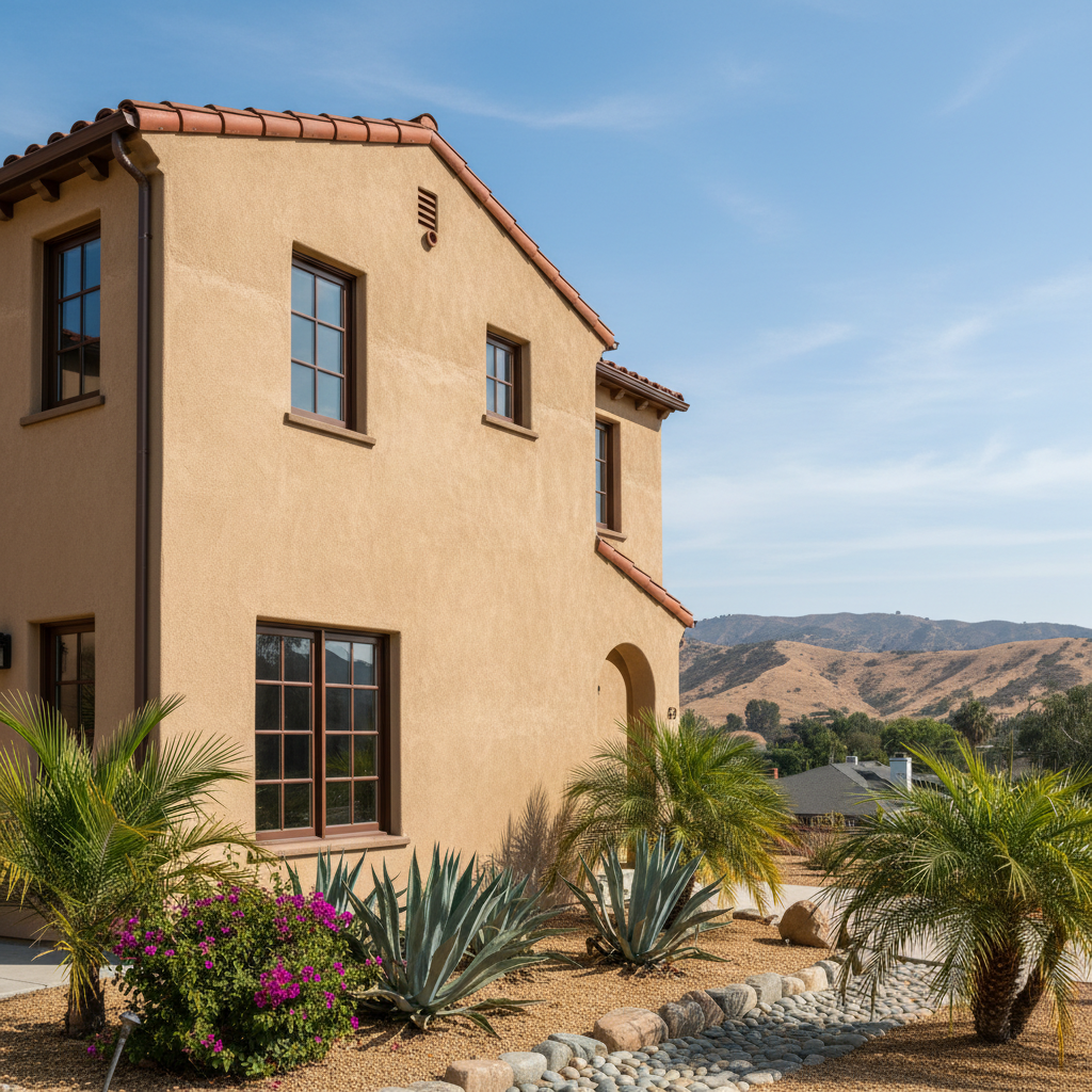 Completed residential stucco work at a residential property in Los Angeles, CA