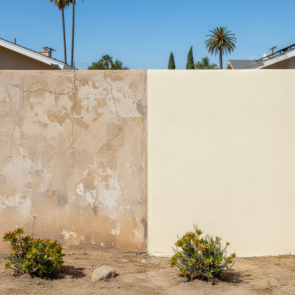 Completed stucco replacement work at a residential property in North Hollywood, CA