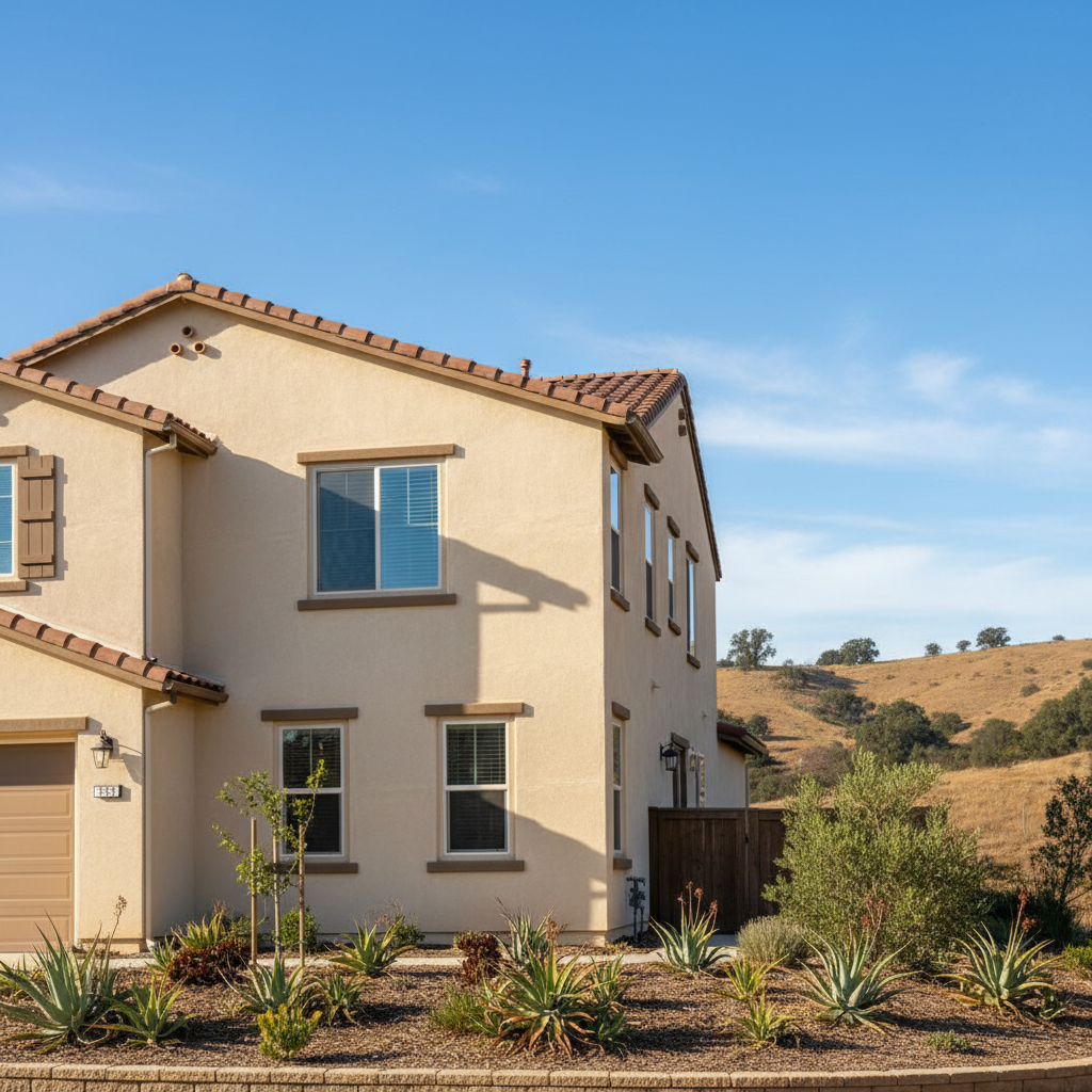 Completed residential stucco work at a residential property in Santa Clarita, CA