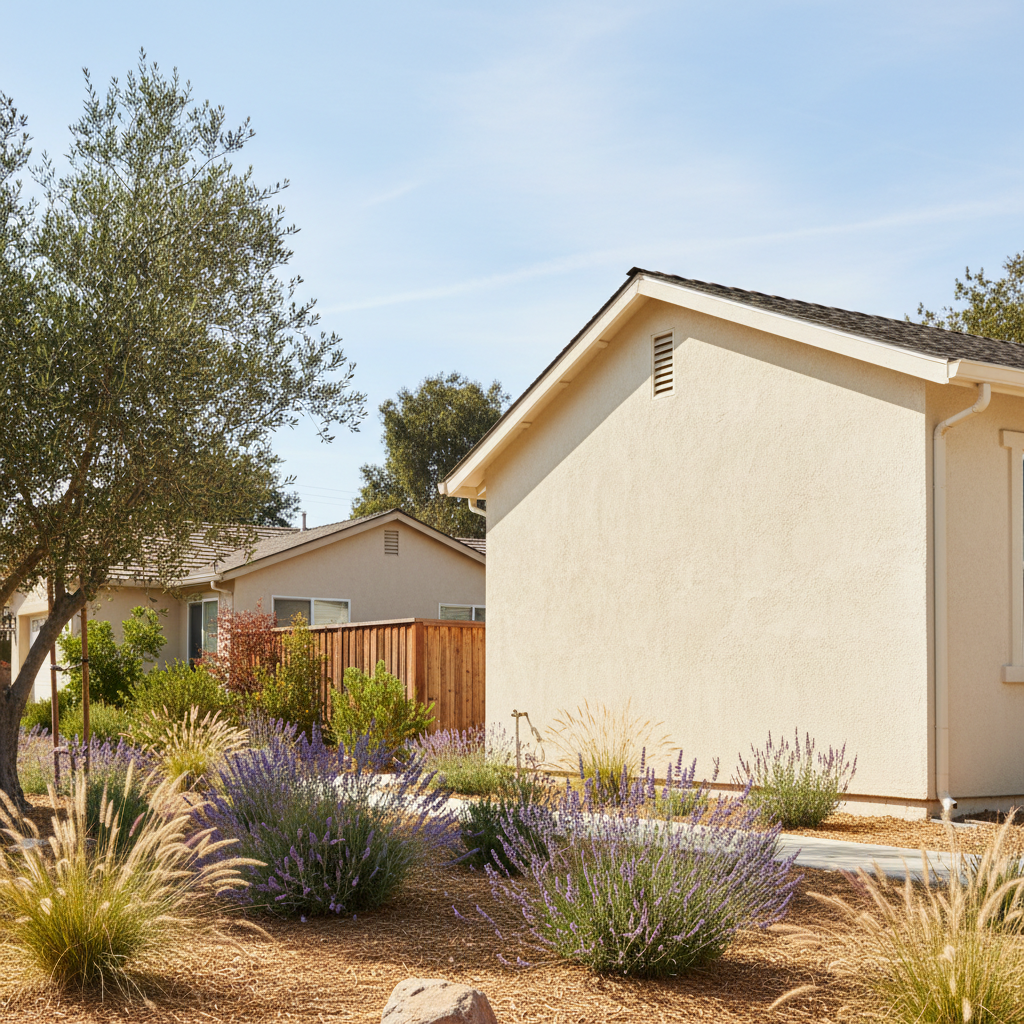 Completed residential stucco work at a residential property in Davis, CA