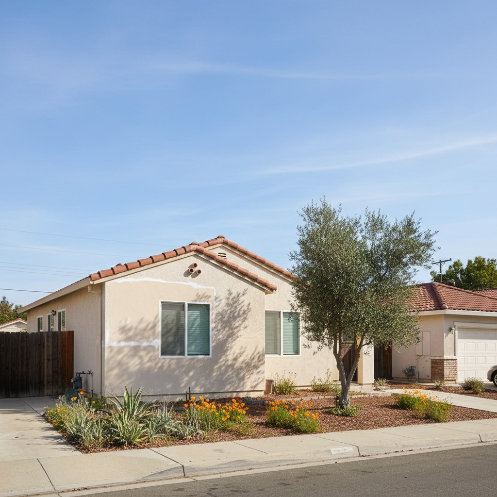 Completed stucco repair work at a residential property in Davis, CA