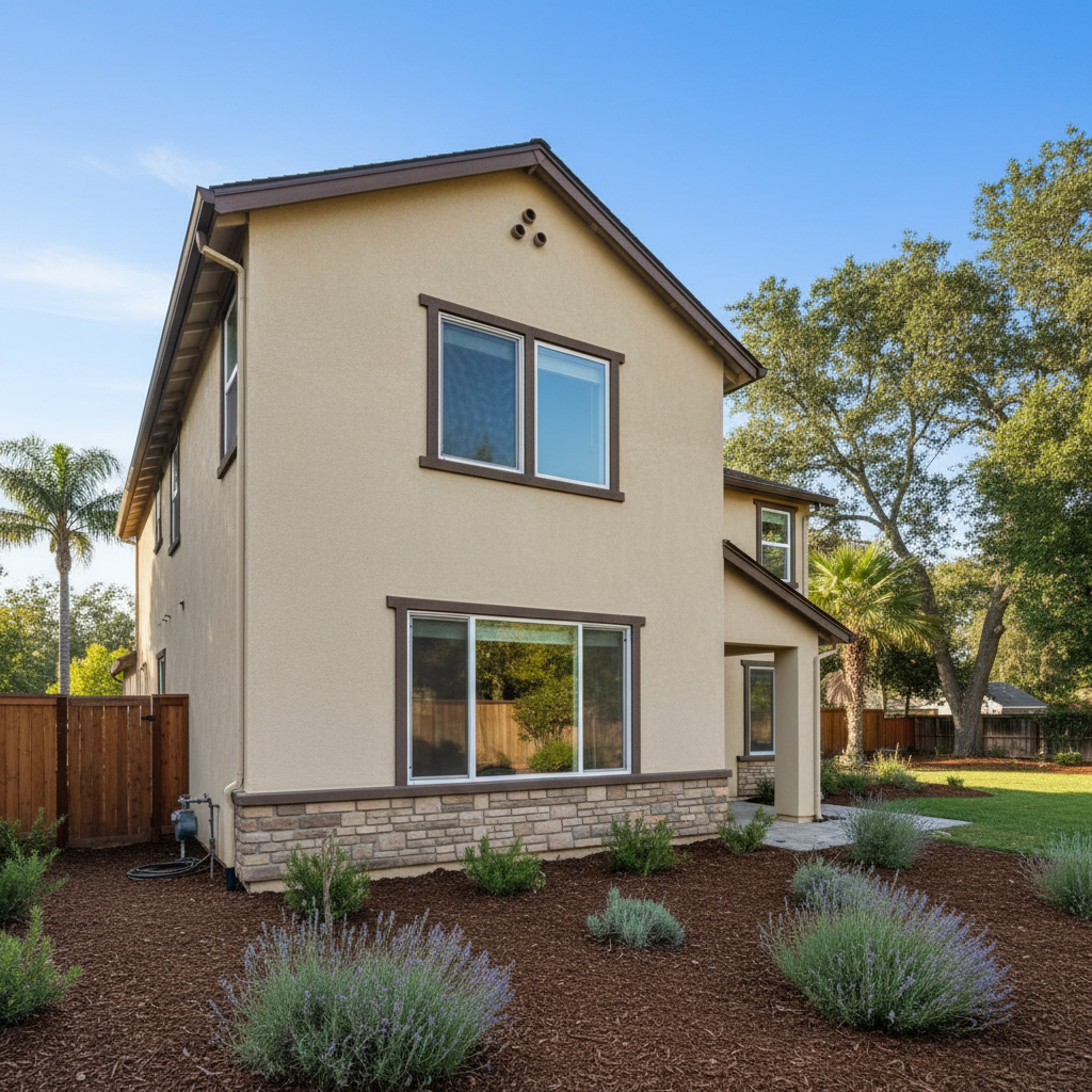 Completed stucco removal work at a residential property in Davis, CA