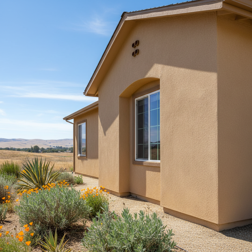 Completed residential stucco work at a residential property in Turlock, CA