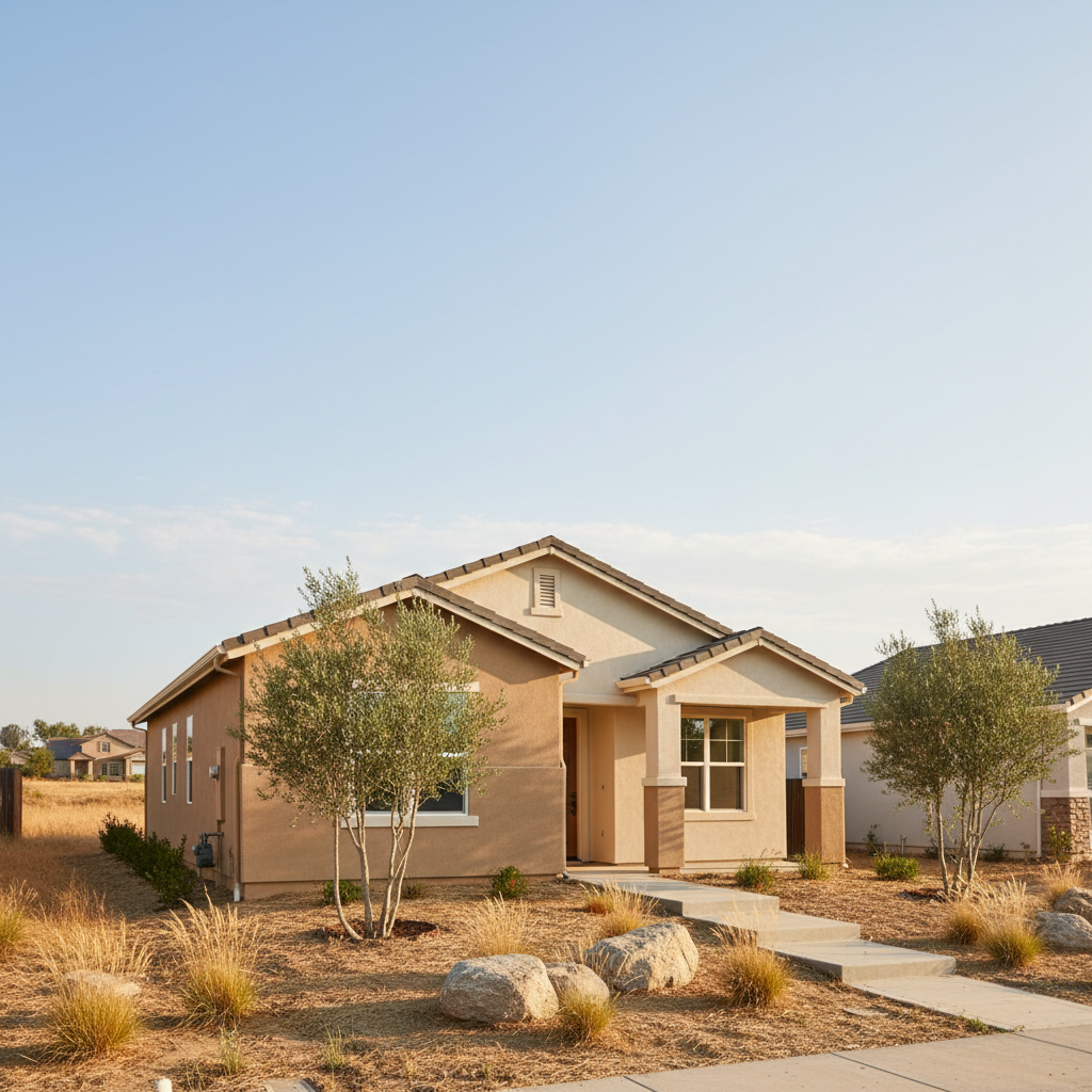 Completed stucco installation work at a residential property in Turlock, CA