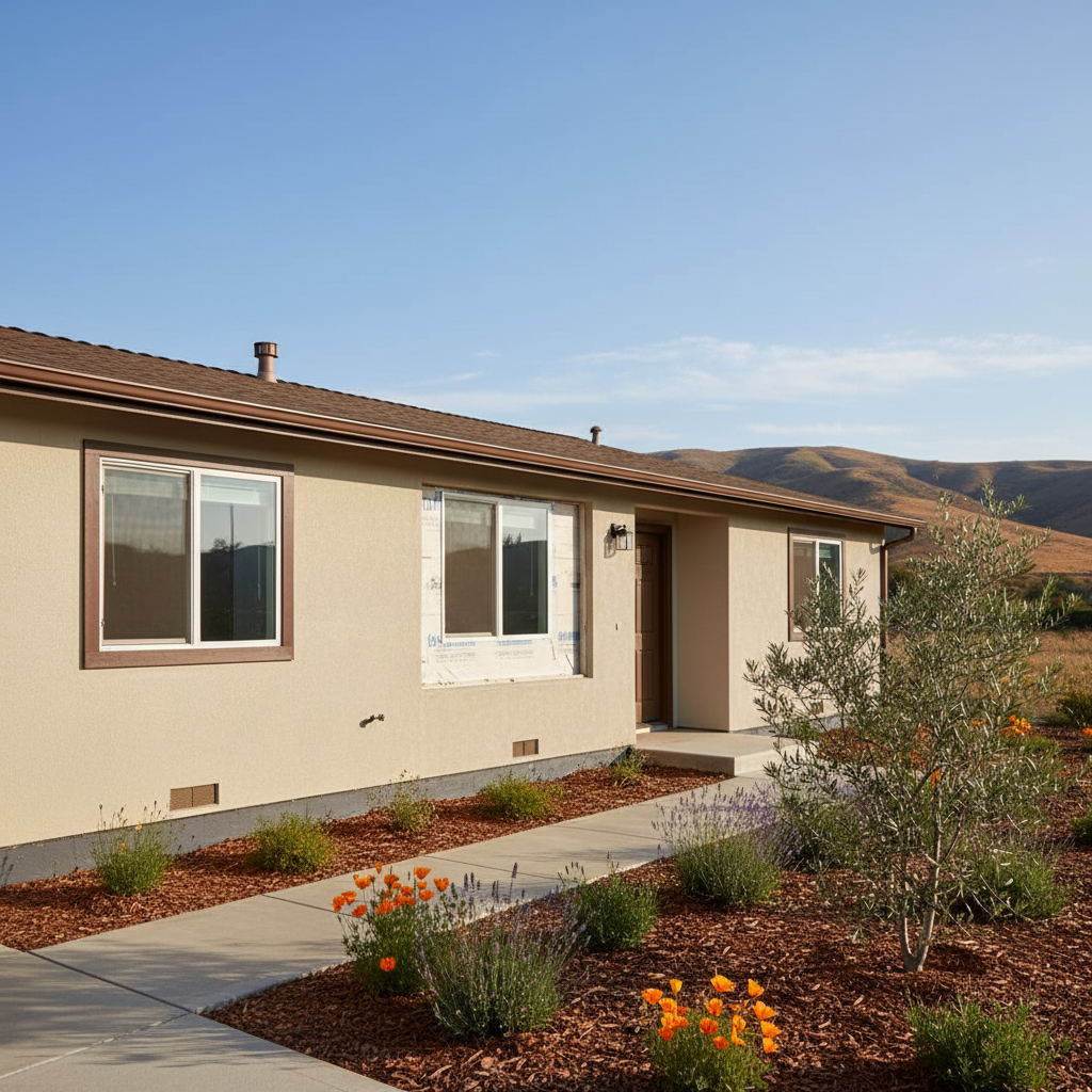 Completed stucco removal work at a residential property in Fresno, CA