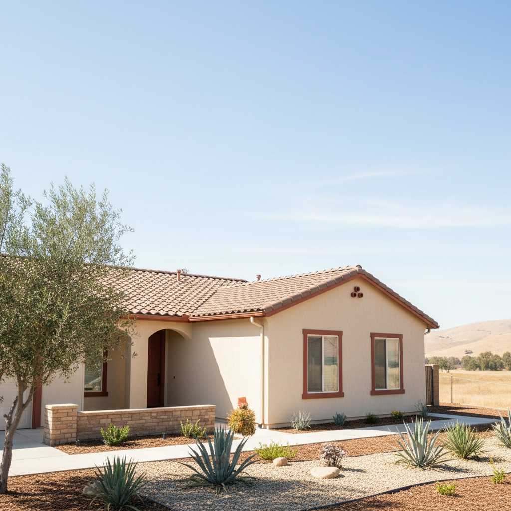 Completed stucco removal work at a residential property in Clovis, CA