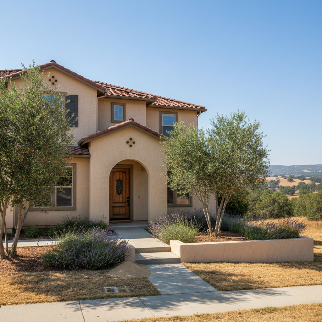Completed stucco installation work at a residential property in Fresno, CA
