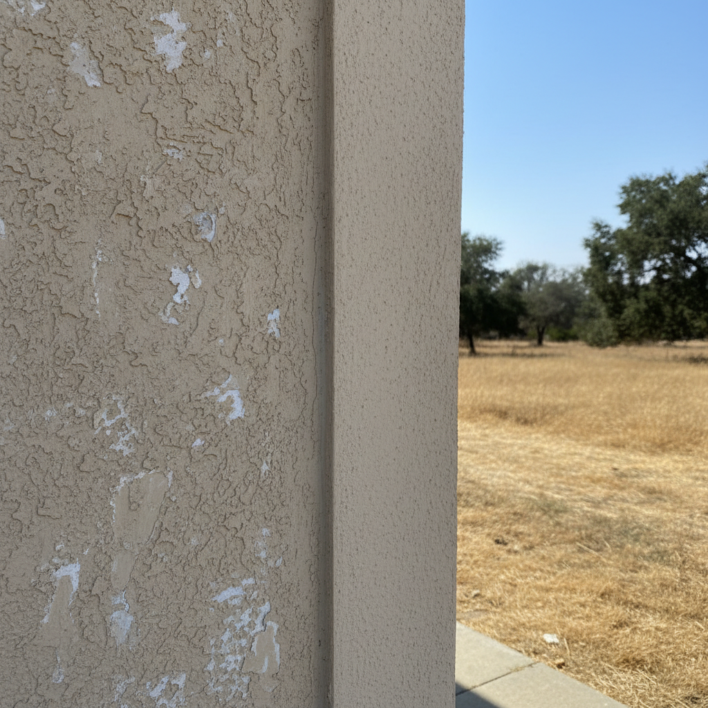 Completed stucco replacement work at a residential property in Clovis, CA