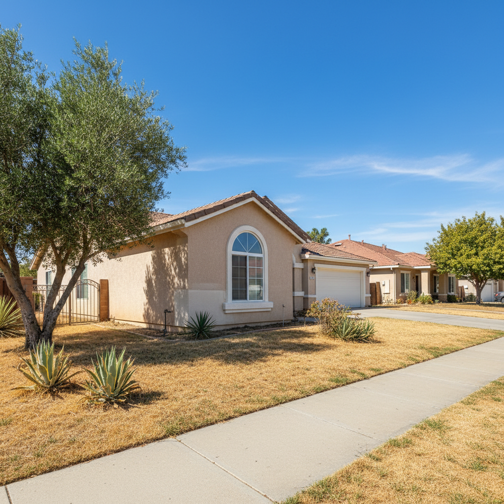 Completed stucco repair work at a residential property in Clovis, CA