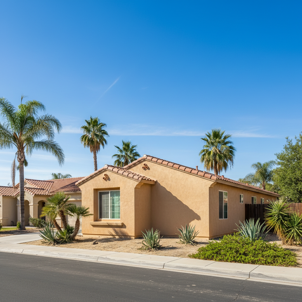 Completed stucco repair work at a residential property in Fresno, CA