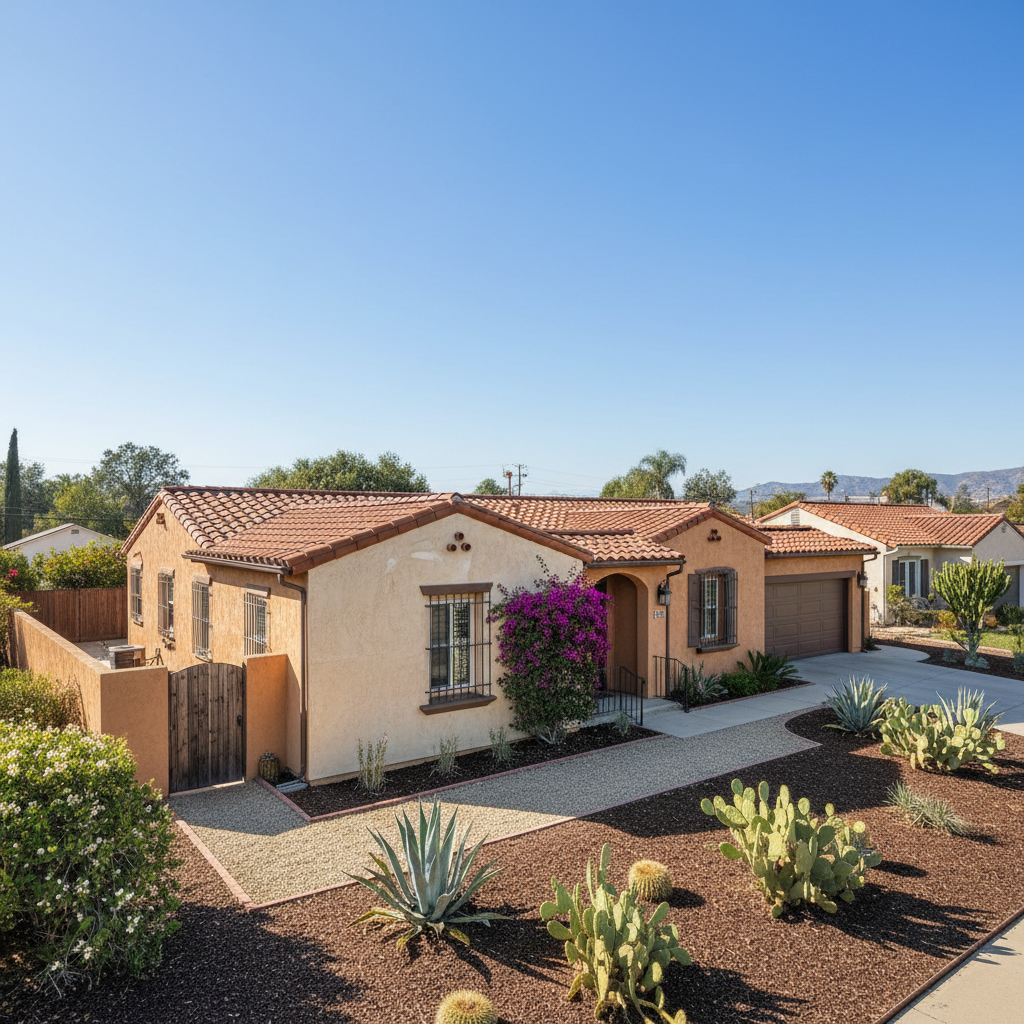 Completed stucco repair work at a residential property in Escondido, CA