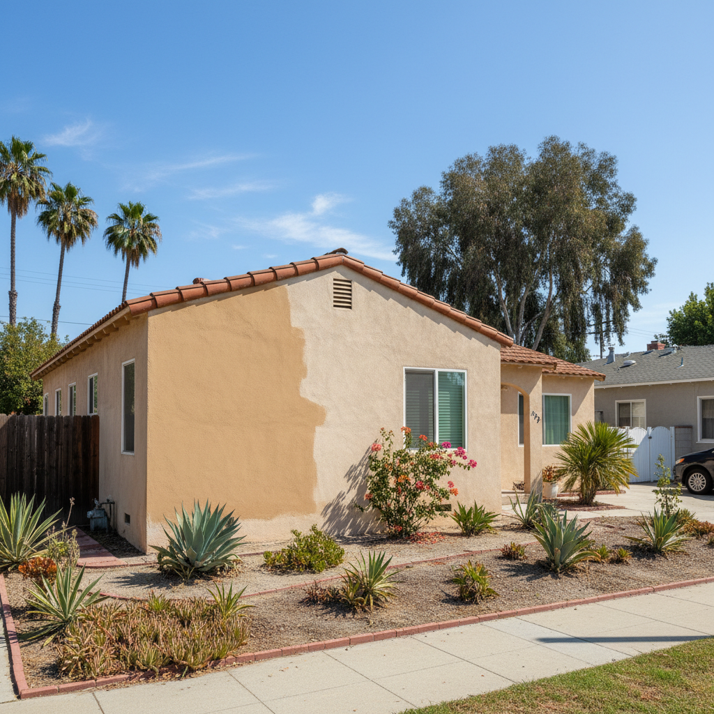 Completed stucco repair work at a residential property in National City, CA