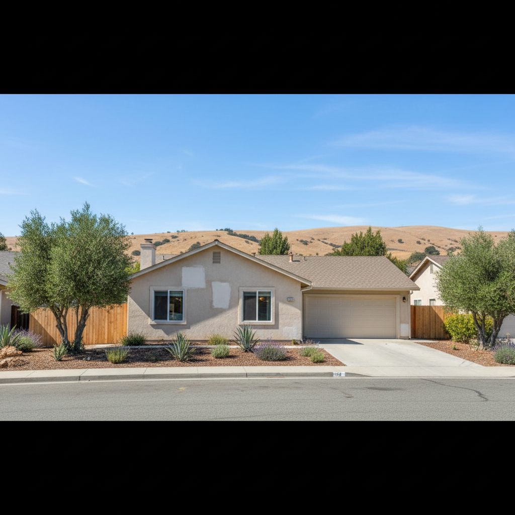 Completed stucco repair work at a residential property in Fairfield, CA