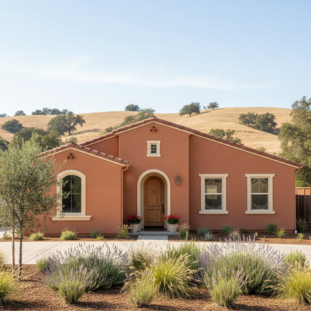 Completed stucco painting work at a residential property in Stockton, CA