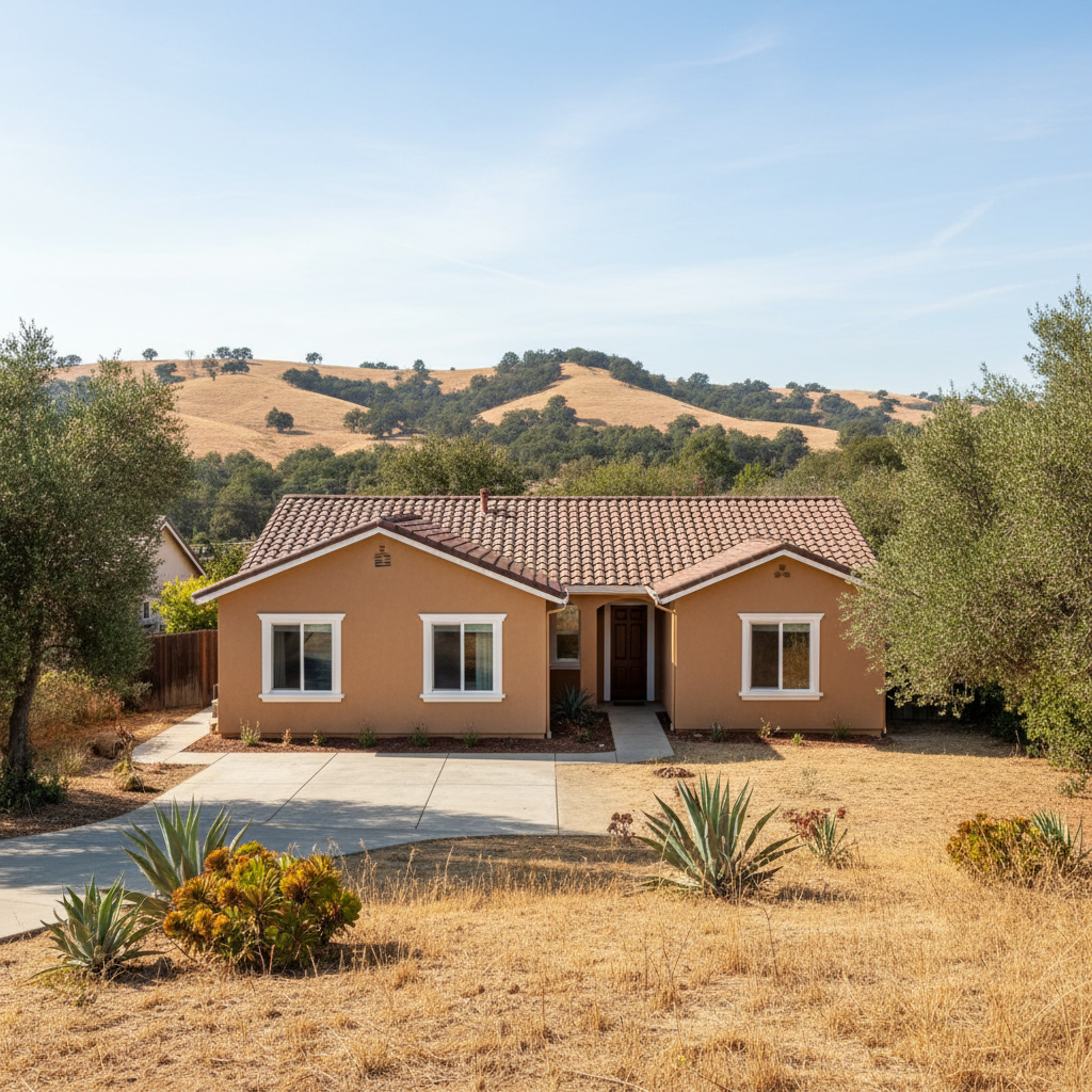 Completed stucco painting work at a residential property in Concord, CA