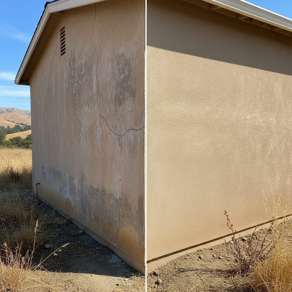 Completed stucco replacement work at a residential property in Concord, CA
