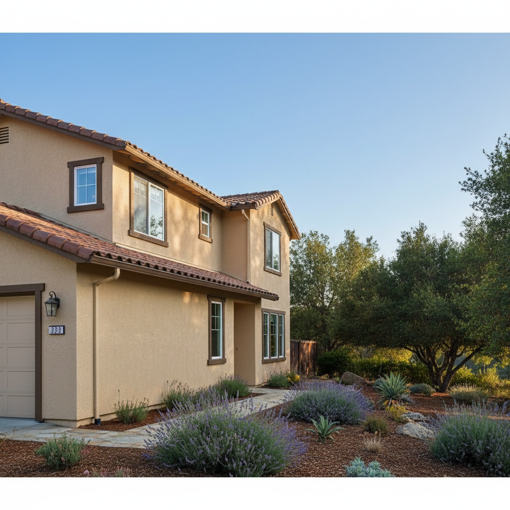 Completed residential stucco work at a residential property in Santa Rosa, CA