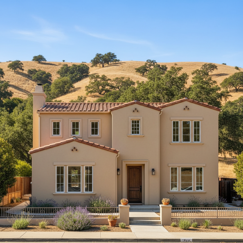 Completed stucco installation work at a residential property in Castro Valley, CA