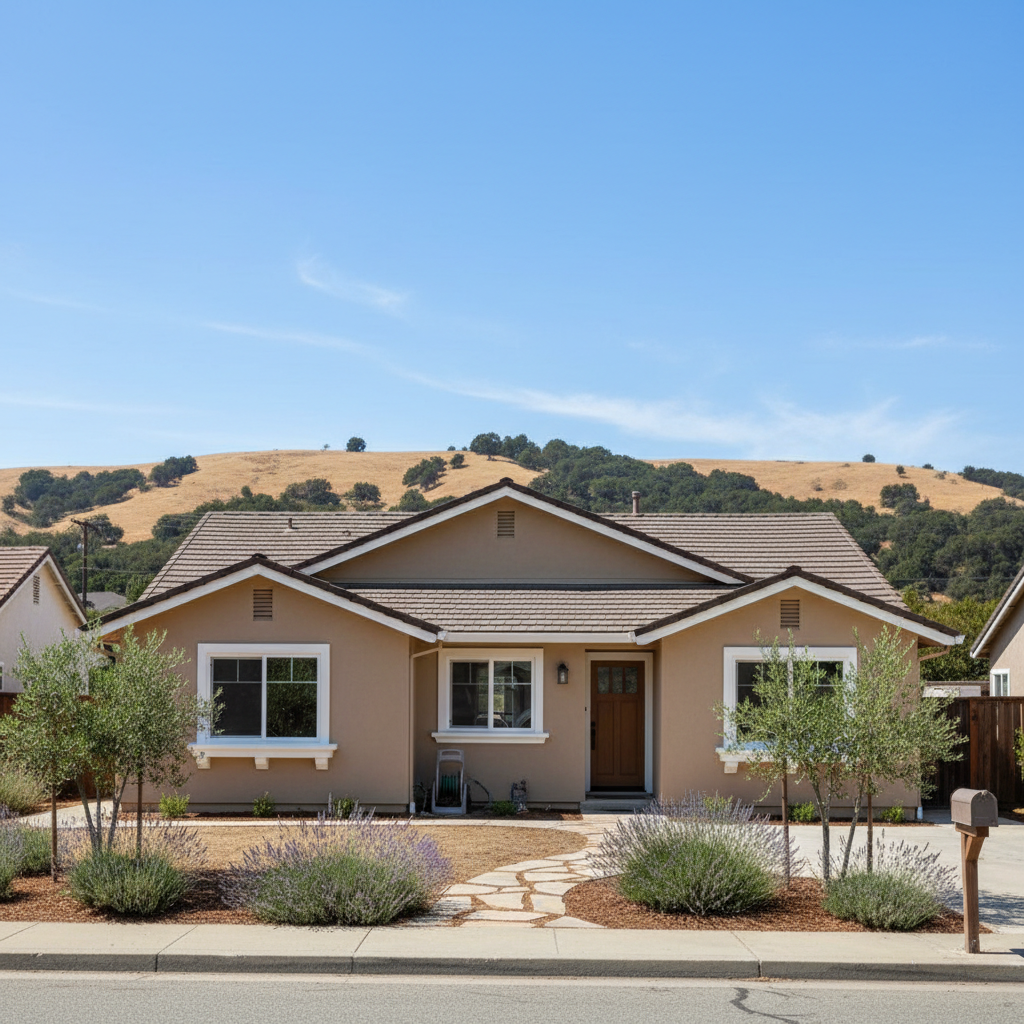 Completed stucco painting work at a residential property in Castro Valley, CA