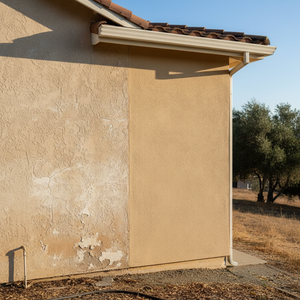 Completed stucco replacement work at a residential property in Castro Valley, CA