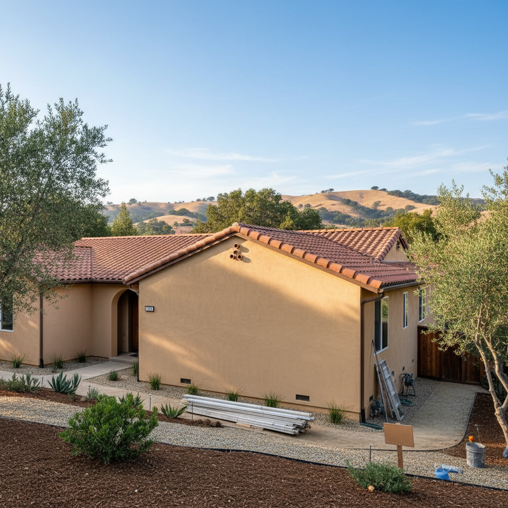 Completed stucco installation work at a residential property in Fremont, CA