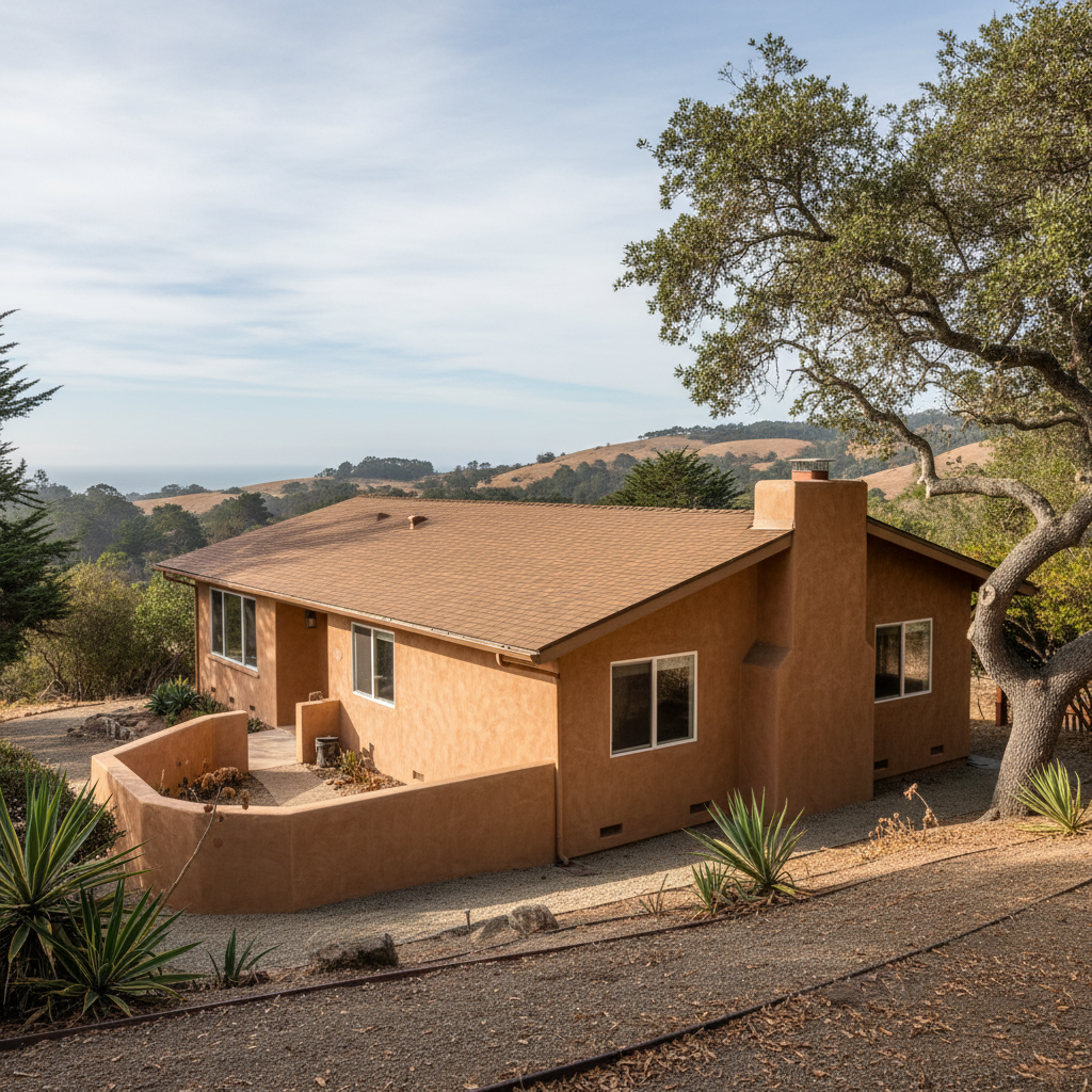 Completed stucco installation work at a residential property in Monterey, CA