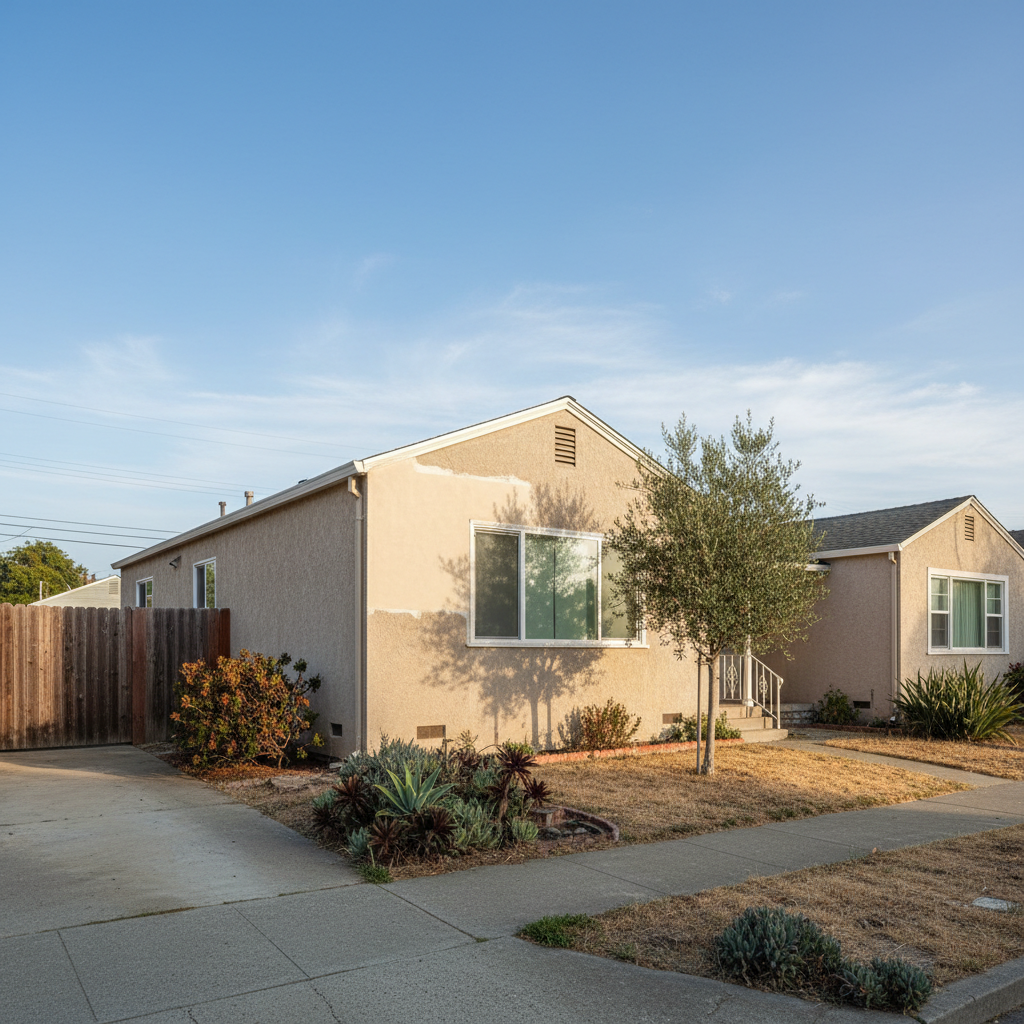 Completed stucco repair work at a residential property in Richmond, CA