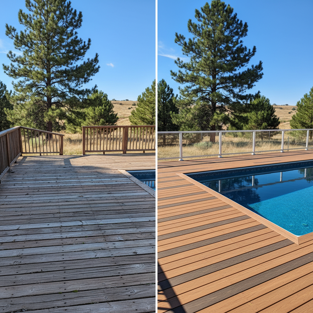 Completed pool decks work at a residential property in Boise, ID