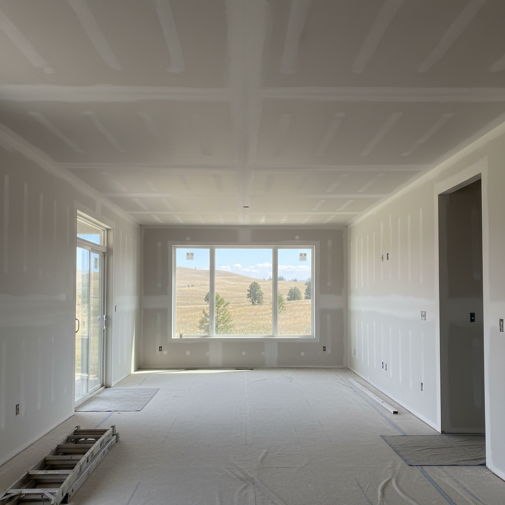 Completed drywall hanging work at a residential property in Eagle, ID