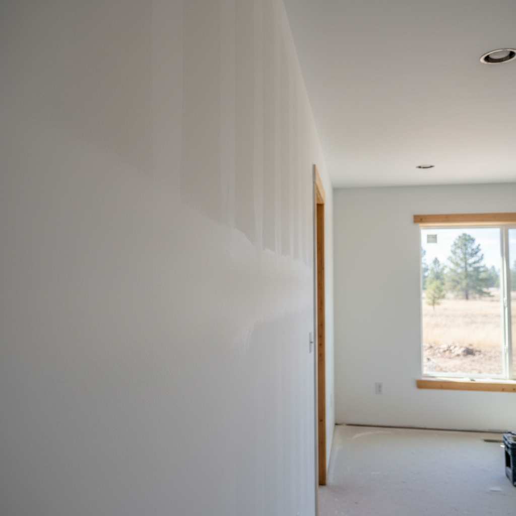 Completed drywall priming work at a residential property in Eagle, ID
