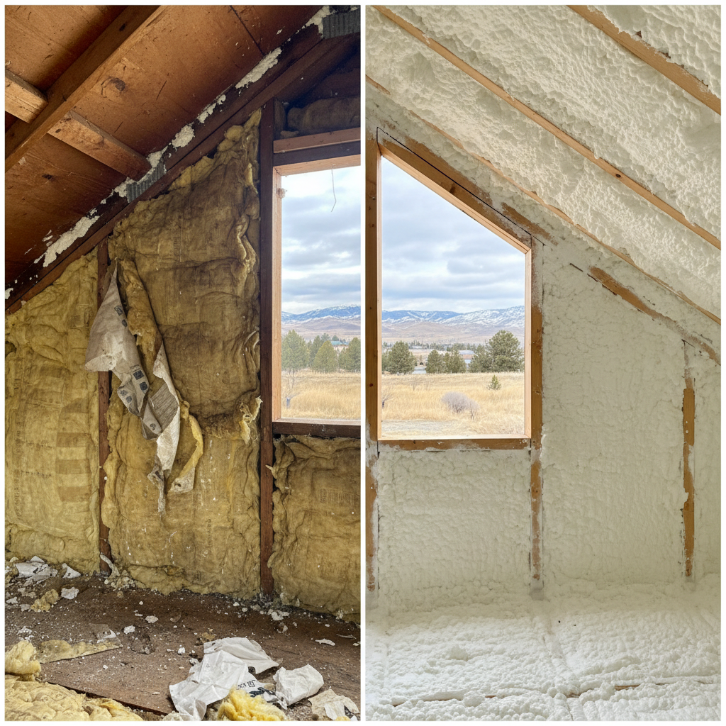 Completed open cell spray foam work at a residential property in Boise, ID