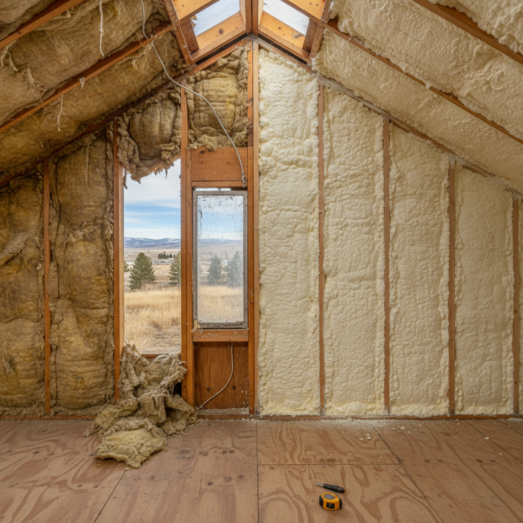 Completed open cell spray foam work at a residential property in Meridian, ID