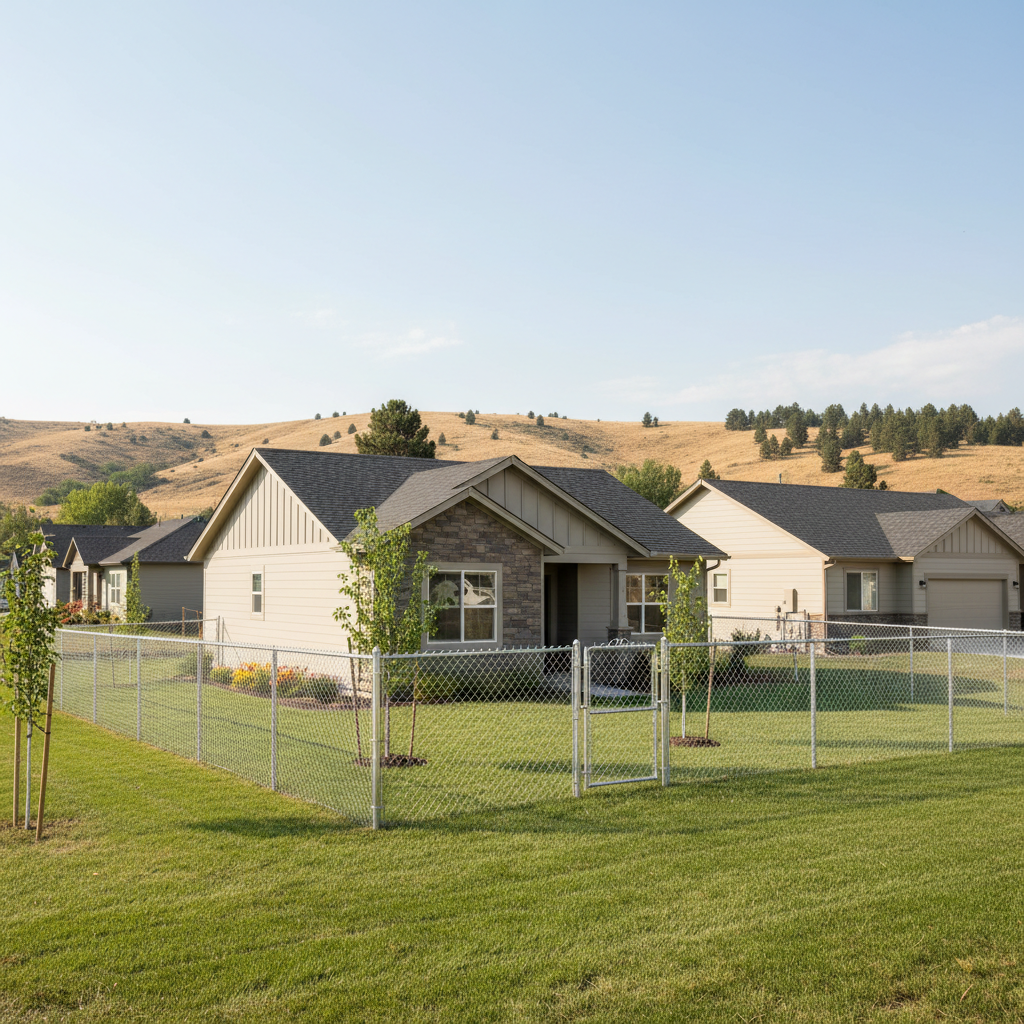 Completed chain link fence installation work at a residential property in Boise, ID