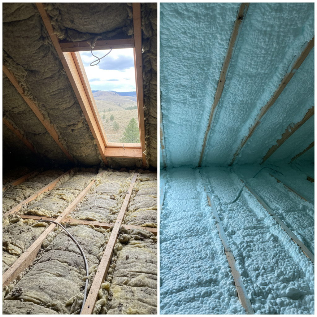 Completed open cell spray foam work at a residential property in Boise, ID