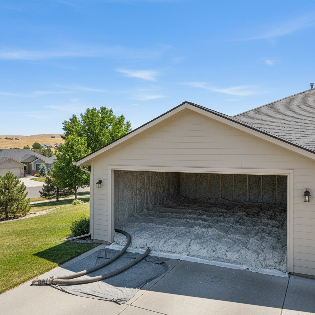 Completed attic insulation work at a residential property in Meridian, ID