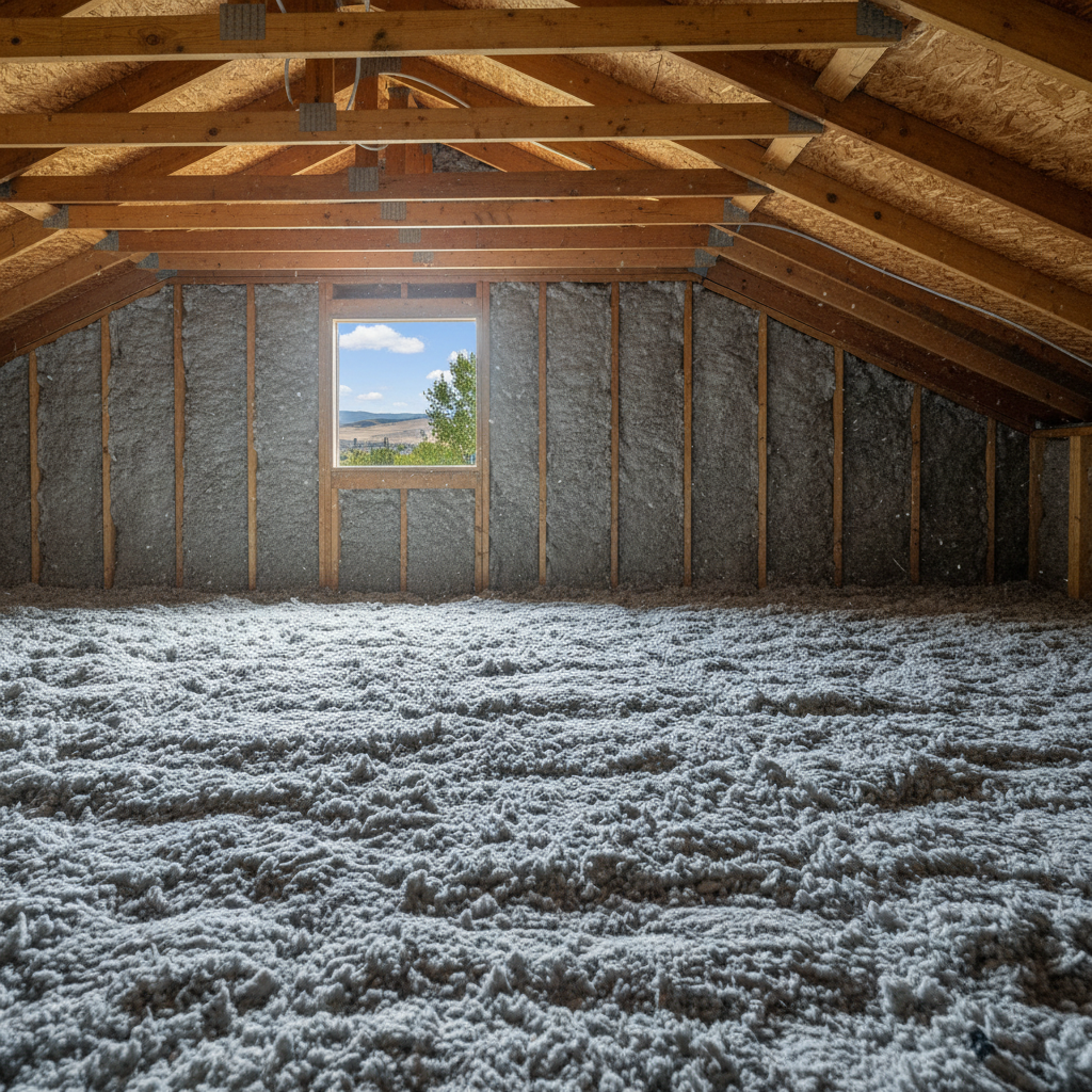 Completed blown-in insulation work at a residential property in Meridian, ID