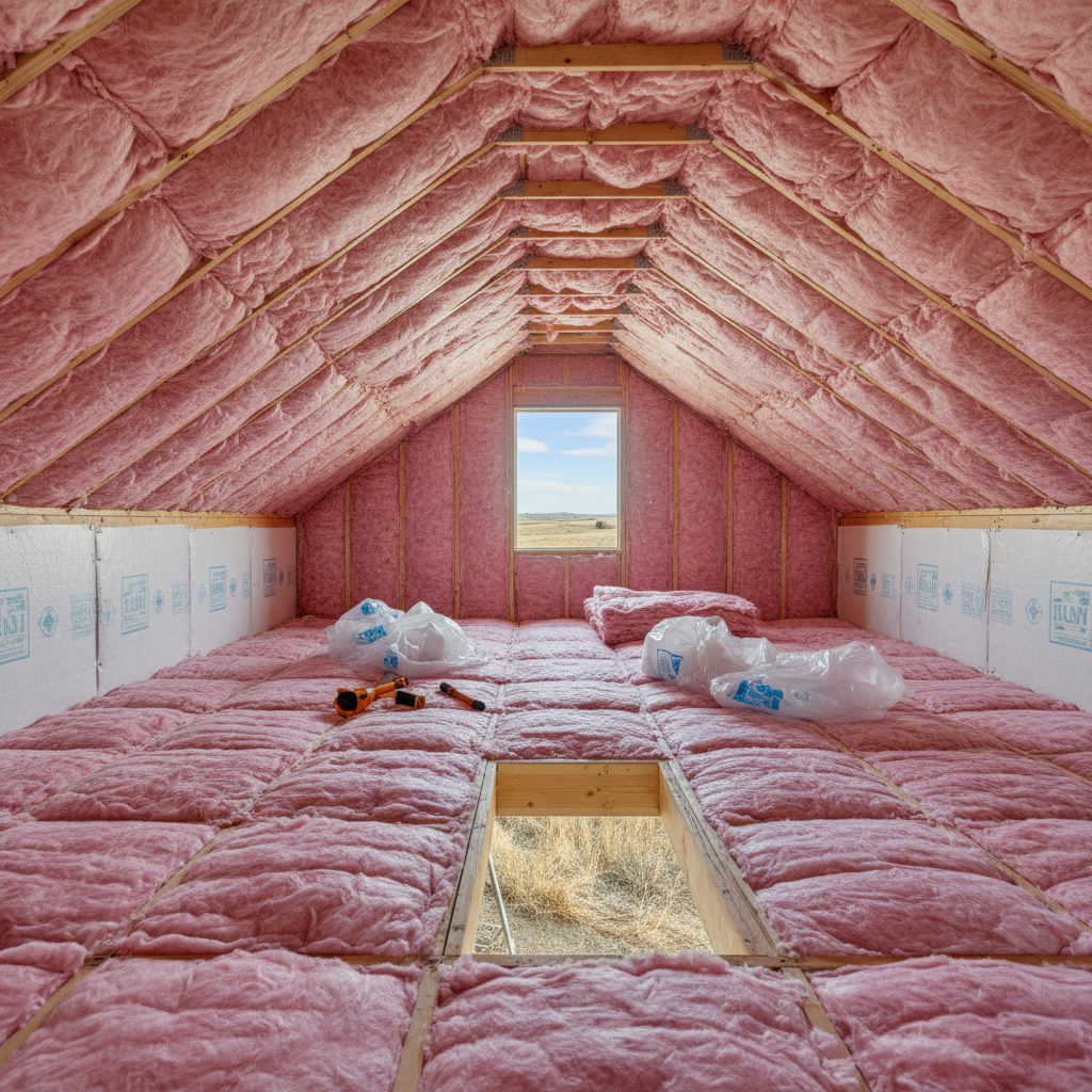 Completed batt insulation installation work at a residential property in Meridian, ID